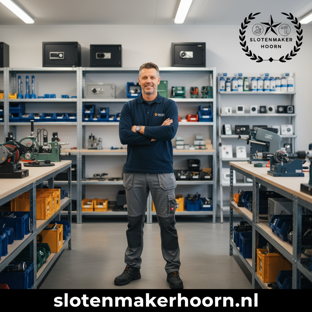 Professioneel slotenmaker Blokker team met kluizen en sloten in werkplaats