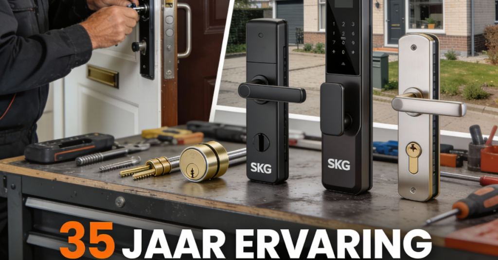 Slotenmaker Zwaag werkt met SKG-sloten en cilinders op werkbank met 35 jaar ervaring
