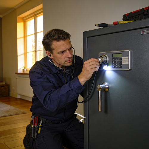 Slotenmaker Wognum opent elektronische kluis professioneel en schadevrij.